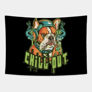 Chill Out: Hip Hop Bulldog Art Piece Tapestry