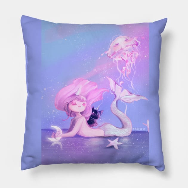 Imaginary friend Pillow by Miya Gu Art