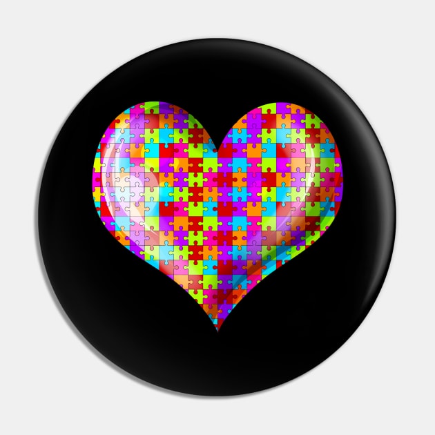 Jigsaw Puzzle Heart Autism Awareness Pin by SinBle