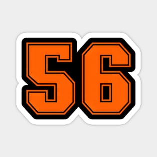 Number 56 Orange Sports Jersey Lucky Number Magnet