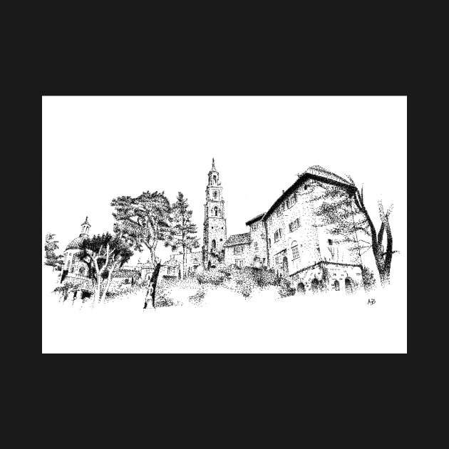 Stipple Drawing - Portmeirion, Wales by adam-bullock