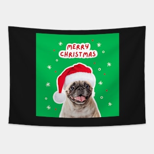 Funny Pug Christmas Photo Tapestry