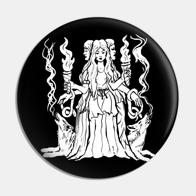 Hecate Triple Moon Goddess Pagan Witchy Goth Pin by LunaElizabeth