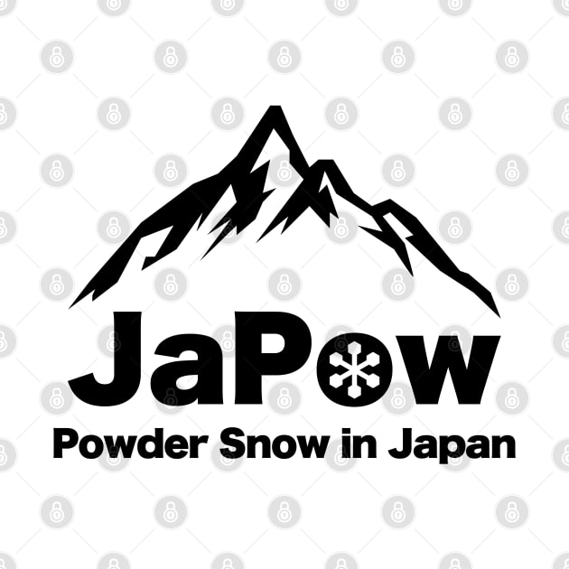 JAPOW Powder Snow in Japan - Black  | Snowboard T-shirt by susugroo