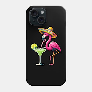 Funny flamingo drinking a margarita Phone Case