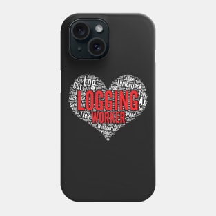 Logging worker Heart Shape Word Cloud Design print Phone Case