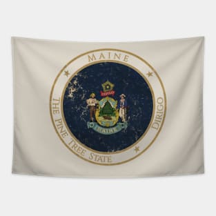 Vintage Maine State USA United States of America American Flag Tapestry