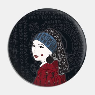 Girl with one earring mystery Pin