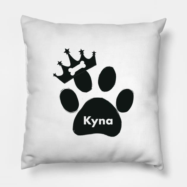 Kyna name made of hand drawn paw prints Pillow by GULSENGUNEL