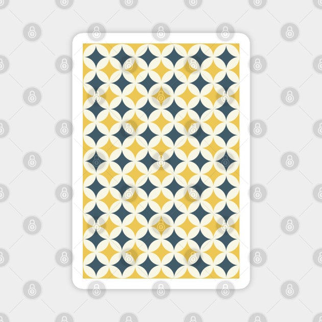 Retro Geometrical Pattern Navy Blue, Mustard Yellow and Cream 3 Magnet by tramasdesign