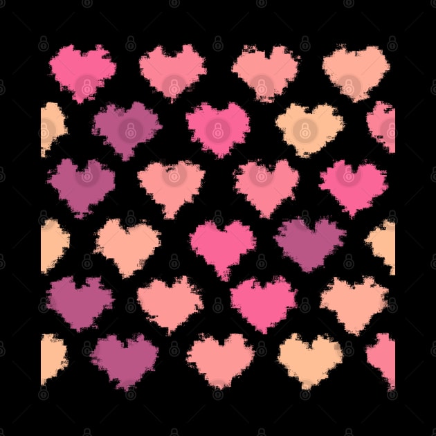 Pencil Stroke of Pixel Pink Hearts Pattern by Peaceful Space AS