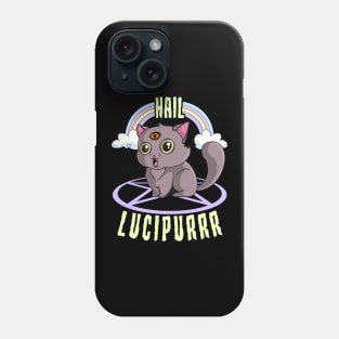 Cute Satanic Hail Lucipurr Rainbow Kitty Goth Phone Case