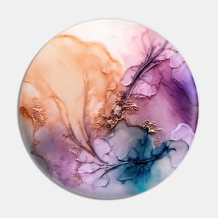 Blooming Hues - Abstract Alcohol Ink Resin Art Pin