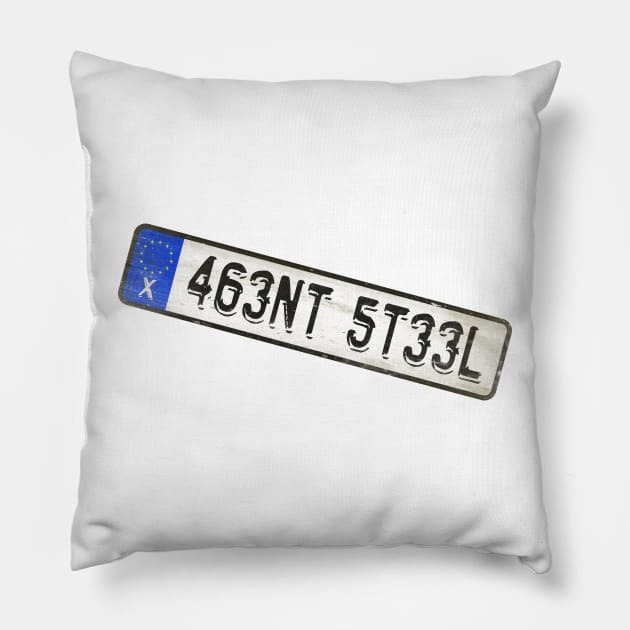 Agent Steel - License Plate Pillow by Girladies Artshop