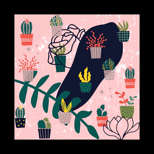 Potted Cactus Plant Pinkish by FoxParadox