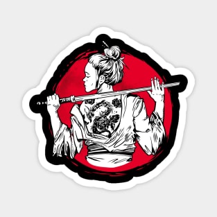 Female Samurai Magnet