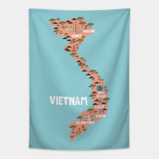 Vietnam Illustrated Map Tapestry