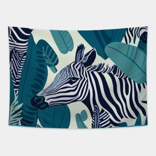 Modern Savanna Zebra Zoo Animals  Illustration Tapestry