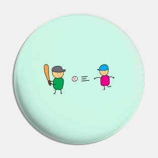 funny cute two childs play baseball Pin