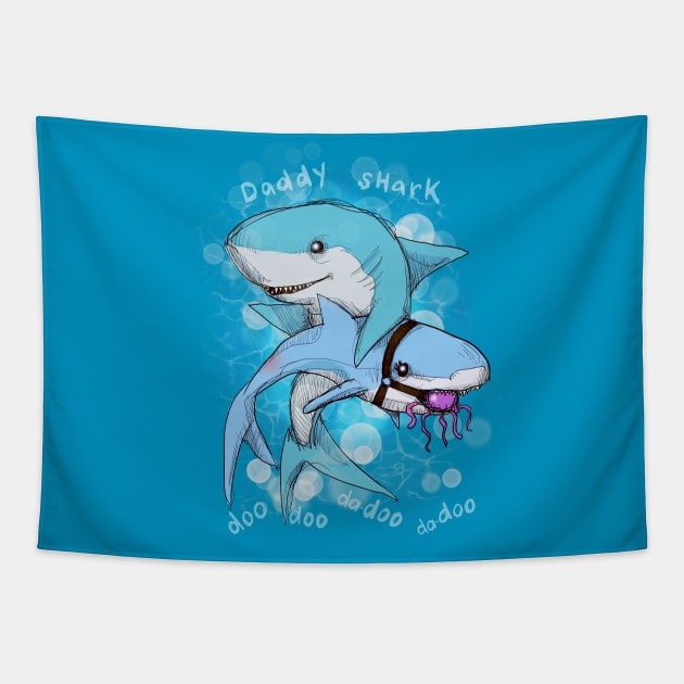 Daddy Shark Tapestry by LVBart