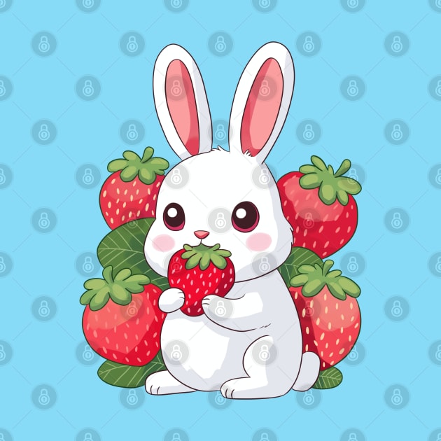 Strawberry bunny - cute kawaii bunny and Strawberry art by YaraGold