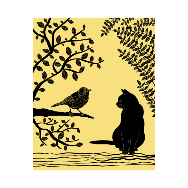 The Cat and the Bird by Katia Galante Art