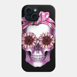 Cool skull pink bandana and sunflowers skull mask face Phone Case