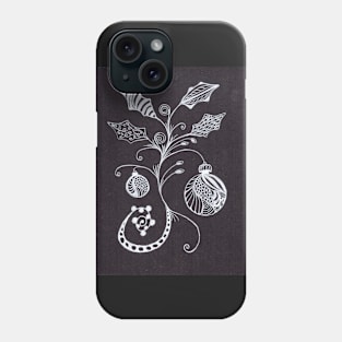 Zentangle Christmas Ornaments with Holly Leaves Phone Case