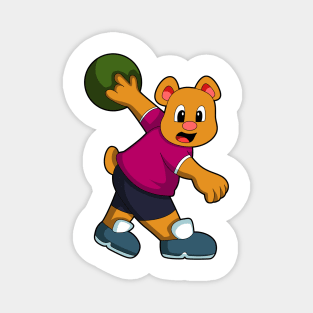 Bear at Bowling with Bowling ball Magnet