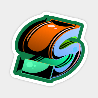 S letter in Orange and green Magnet