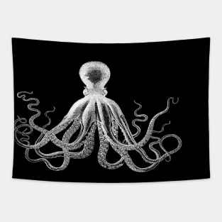 Octopus | Vintage Octopus | Tentacles | Sea Creatures | Nautical | Ocean | Sea | Beach | Black and White | Tapestry