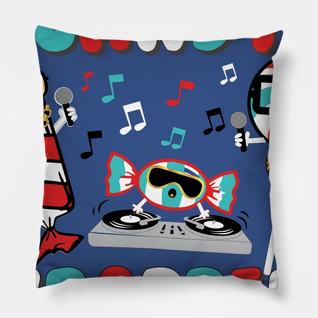 Candy Wrappers Pillow by toddgoldmanart