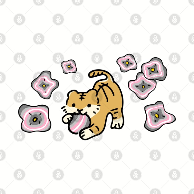 Tiger Pride Flag (Demigirl) with Cute Flower on Demigirl Flag by Mochabonk