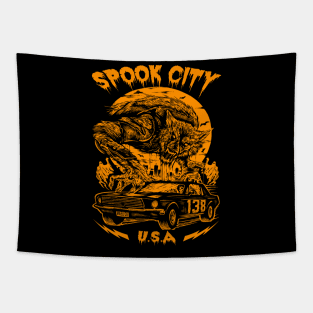 "SPOOK CITY" ORANGE Tapestry