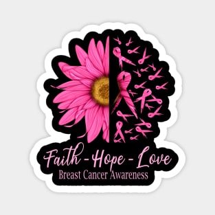 Breast Cancer Faith Hope Love Daisy Pink Ribbon Magnet