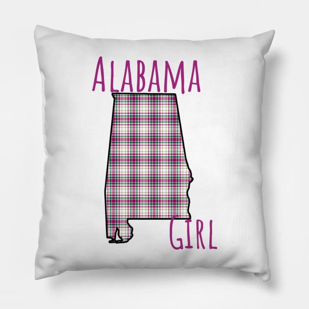 Alabama Girl Plaid Pillow by Witty Things Designs