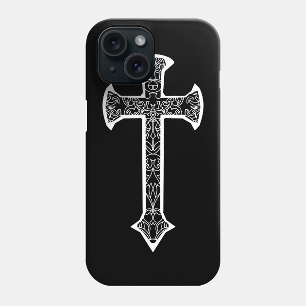 White colored cross design with intricate Celtics work Phone Case by jen28