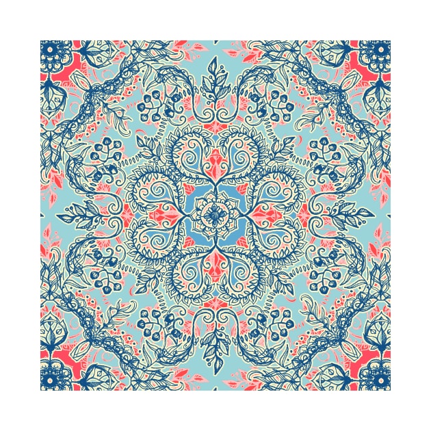 Gypsy Floral in Red & Blue by micklyn