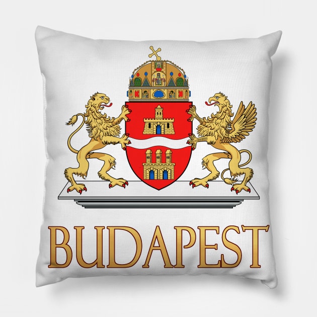 Budapest, Hungary - Coat of Arms Design Pillow by Naves