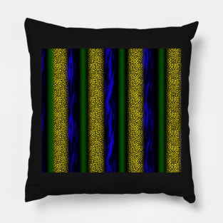 Stripes in Varied Textures Yellow Blue Green Black Pillow