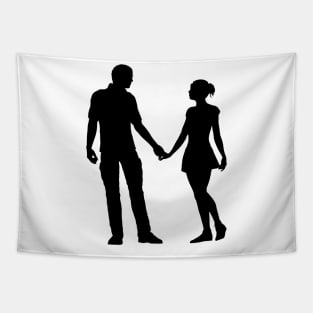 Eternal Embrace - Romantic Silhouette Couple Tapestry