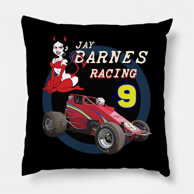 Jay Barns Rockabilly She Devil Sprint Car Dirt Track Race Pillow by The Dirty Gringo