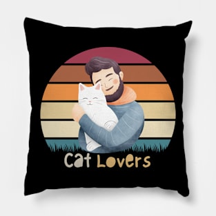 cat lovers man retro Pillow