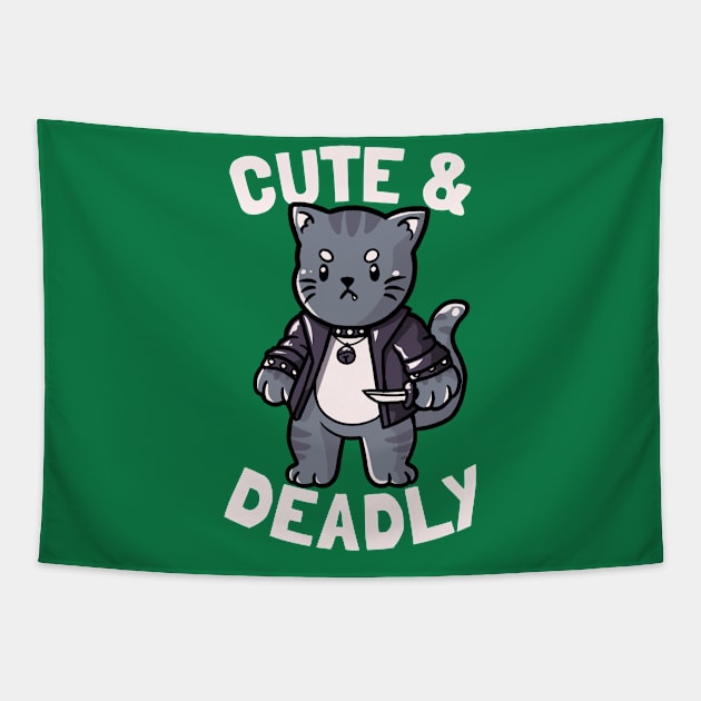 Cute & Deadly Evil Cat Gift Tapestry by eduely