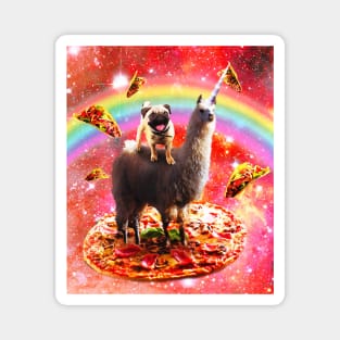 Space Pug Riding Llama Unicorn - Pizza & Taco Magnet
