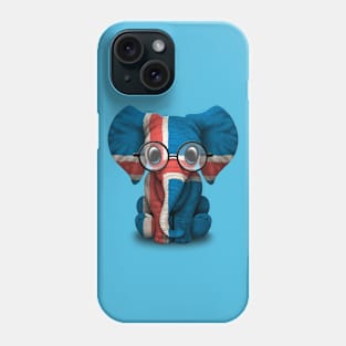 Baby Elephant with Glasses and Icelandic Flag Phone Case