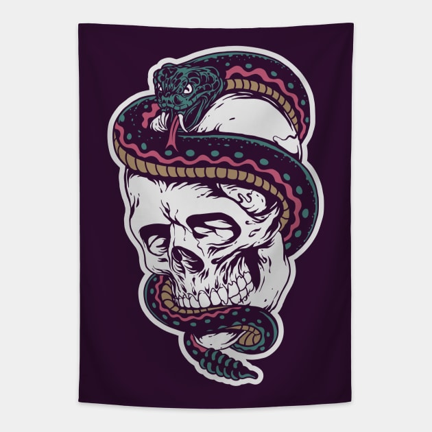 Gothic Skull and Snake Tapestry by machmigo