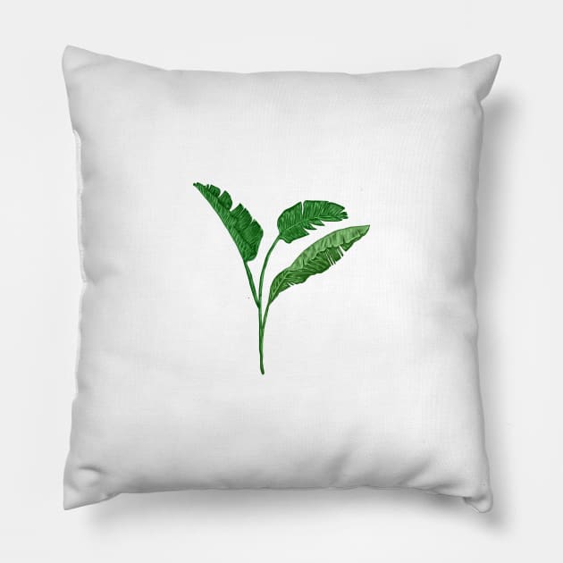 Banana Leaves Botanical Pillow by Salfiart