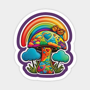 Groovy Psychedelic Mushrooms in Purple Magnet