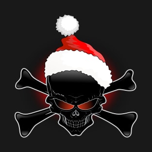 Christmas Santa Black Skull T-Shirt